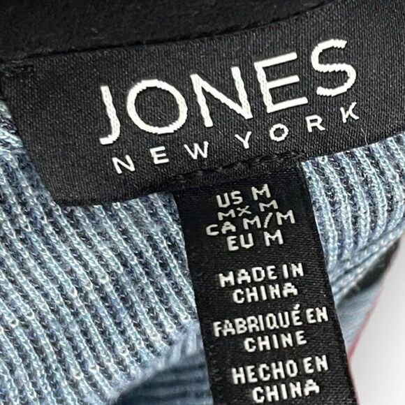 Jones New York Zig Zag Print Blue Blouse Light Weight Zipper Closure Size Medium - Picture 9 of 9